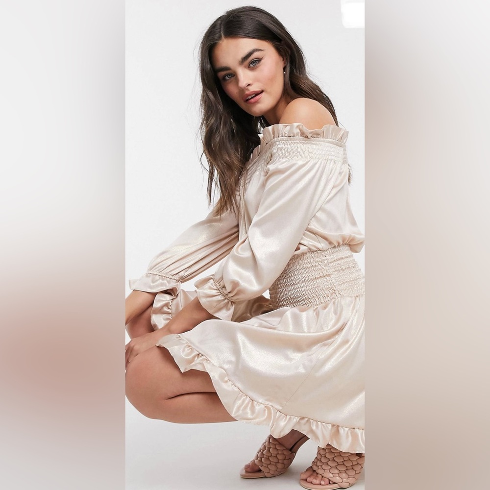 ASOS blush dress off shoulder